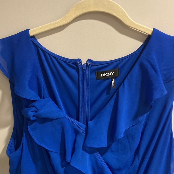 DKNY Royal Blue Sleeveless Ruffle Dress - Picture 2 of 4
